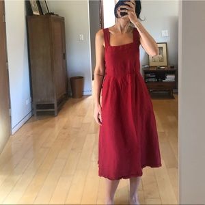 Mango casual cotton linen red summer dress